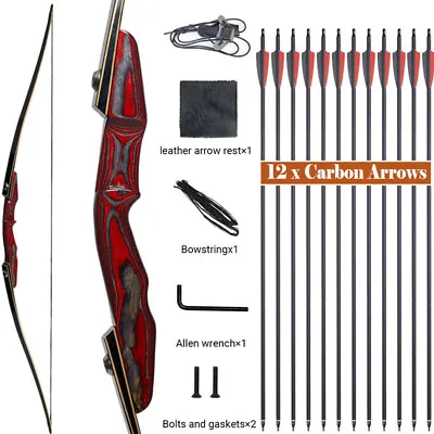 TOPARCHERY Archery 50lbs 64  Recurve Bow & 12X Arrows American Hunting Longbow • $118.68