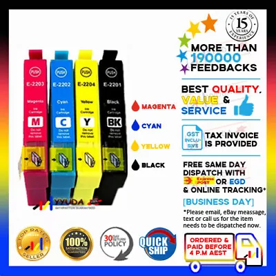 5x YYUDA NoN-OEM Ink Cartridges For Epson WF-2660 WF-2630 WF-2650 XP-220 • $14.50
