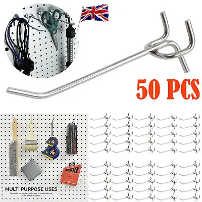 50PCS Peg Board Hooks Shelving Set Storage Store Garage Organizing Tools Hanger • £5.99