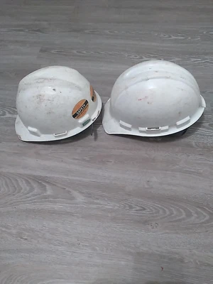 $17 • Buy 2 White Plastic Hard Hats - Meets OSHA ANSI CSA Requirements