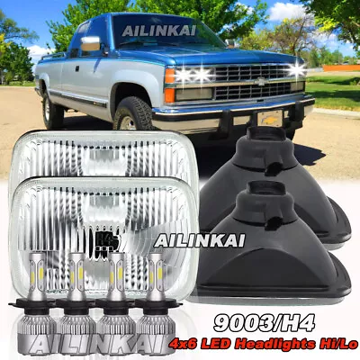 4 X6  Rectangular Conversion Headlights For 1988-1989 Chevy C/K1500 K2500 K3500 • $125.99