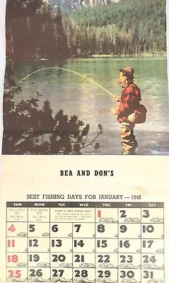 Vintage Store Advertising Calendar Bea And Dons Fishing 1948 12 Months • $18.50