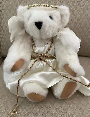 Vermont Teddy Bear Company Jointed Angel Bear W/ Feathered Wing & Halo On Stand  • $29.99