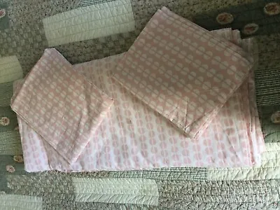 King Size Pink & White Pattern Duvet Cover Set 2 Pillowcases IKEA 100% Cotton • £15