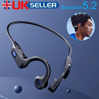 Bone Conduction Bluetooth Headphones Wireless Open-Ear Earbuds Sport Headset MP3 • £9.98