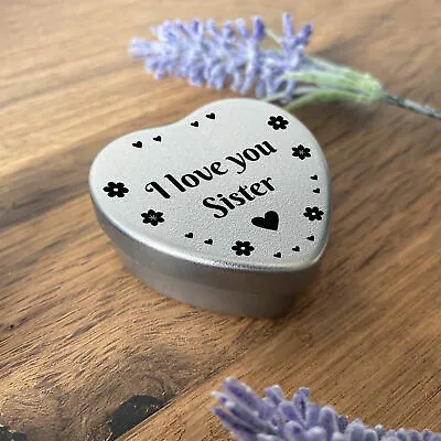 Silver Heart Tin Sister Gift Christmas Birthday Present To Say I Love You • £3.99