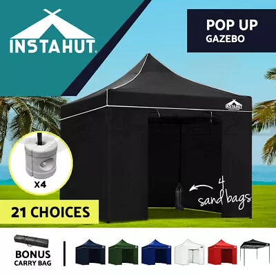 Instahut Gazebo Pop Up Marquee 3x3 Outdoor Wedding Tent Party Event Folding Set • $169.95