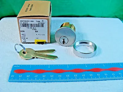 Yale Mortise Cylinder Lock 1152 1-1/4 626 Satin 2-Blank-Keys NIB NOS GE • $20