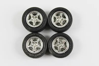 4 Vintage Model Kit Chrome Wheels And Tires 1/24 1/25 Scale Model Parts Bag 23 • $15.14