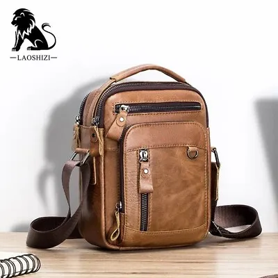 Brand Genuine Leather Men's Shoulder Bags Messenger Bag For Men Small Handbag • $43.30
