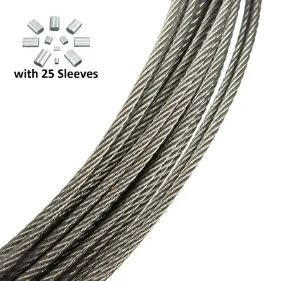 1/32  5/128  3/64  1/16  5/64  7x7 T316 Stainless Steel Cable • $22.99