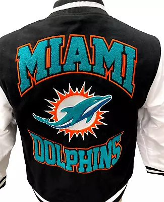 New Era NFL Miami Dolphins Chenille Wool Blend Varsity Jacket Size M NWT • $79.99