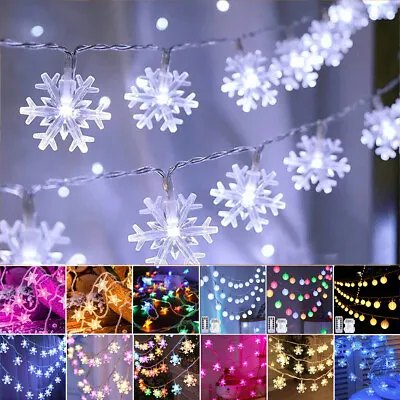 Christmas LED Star/Snowflake String Lights Indoor Garland Ball Fairy Light Decor • £7.31