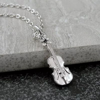 Silver Violin Necklace - Cello Necklace - Fiddle Charm - Violinist Jewelry • $15.95