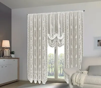 Victorian Damask Shabby Chic Floral Lace Window Curtain Panel Balloon Curtains   • $15.90