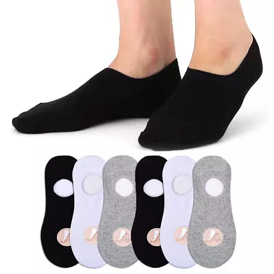 6 Pk Mens Cotton Foot Cover Socks No Show Non Slip Footies Invisible Liner 10-13 • $11.88