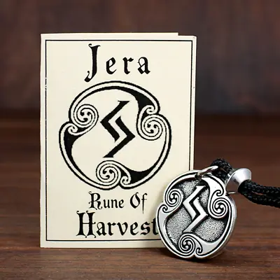 Pewter Jera Harvest Rune Pendant Norse Viking Asatru Prosperity Necklace Jewelry • $19.99