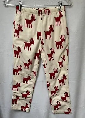 Hanna Andersson Pajama Pants Fleece Boys Girls 10 140cm Deer Pattern Ivory Red • $34.95