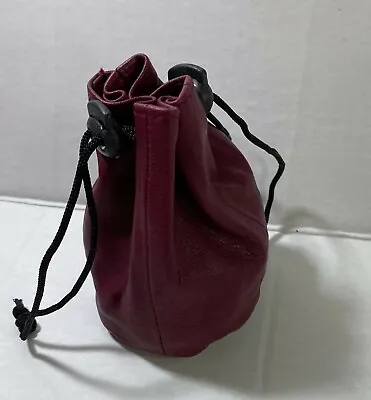 Soft Leather Drawstring Pouch With Spring Locks Coin Purse Wrist Pouch Brand New • $12