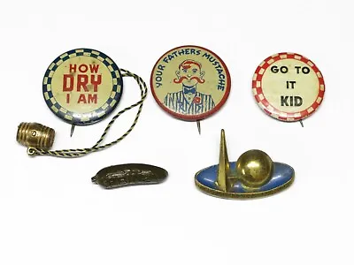 1930's Pin Lot  ~ World's Fair - Heinz - Seagram's Mustache - Go To It Kid • $30
