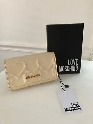 Love Moschino Quilted Heart Wallet Cream Gold Hardware NWT • $52