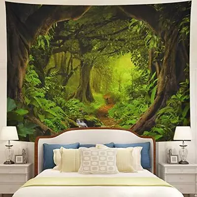 Tushelia Forest Tapestry Nature Tree Cave Tapestry Wall Hanging Misty Forest • $25.49