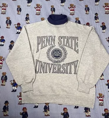 Vintage Penn State University Turtleneck Crewneck Sweatshirt Made In USA Sz L • $39.95