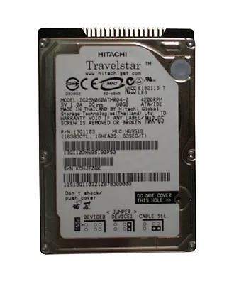 Hitachi IC25N040ATMR04-0 40GB 2.5  IDE Hard Disk Drive HDD 08K0633 40 GB • £46.50