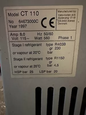 $499 • Buy Heto Holten HetoVac CT 110 Vacuum Concentrator 1997 115v 8A Research From ATR