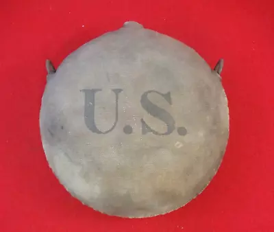 US ARMY CAVALRY INFANTRY ROUND CANTEEN INDIAN WAR McCLELLAN SADDLE DISPLAY SALTY • $40