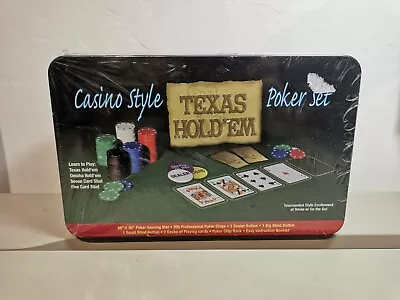 200Pc Poker Game Set Texas Hold'em Casino Chips Gaming Mat 2 Decks Of Cards • £10.95