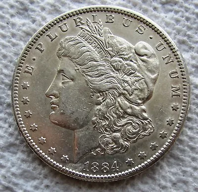 1884-S Morgan Silver Dollar Rare Key Date AU UNC Cleaned Scratched Planchet Flaw • $159