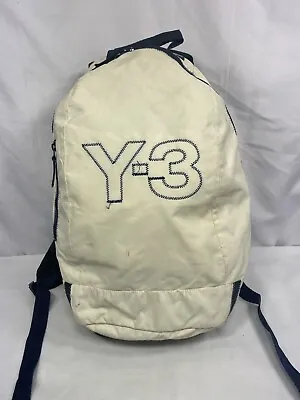 VTG Y-3 Yohji Yamamoto Backpack White Black Zip Closure Laptop Compartment Nylon • $99