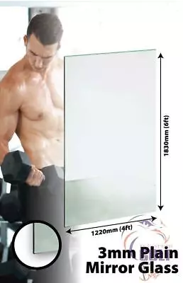 £85 • Buy 3mm Thick Mirror Glass Sheet 6ft X 4ft 183cm X 122cm Gym/Bathroom