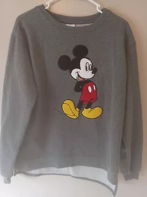 Disney Women's Mickey Mouse Gray Long Sleeve Sweatshirt Size Large Embossed • $15