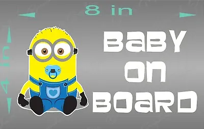 MINION Baby On Board Vinyl Decal Bumper Sticker Vehicle Window Kids Graphic • $2.99