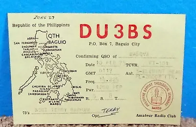 Ham Radio QSL Card 1975 Republic Of The Philippines Free Shipping • $8.95