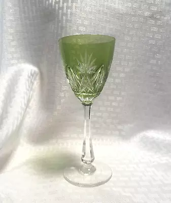 $39 • Buy Val St Lambert Claret Or Small Wine Glass Green Cut To Clear Crystal Bohemian