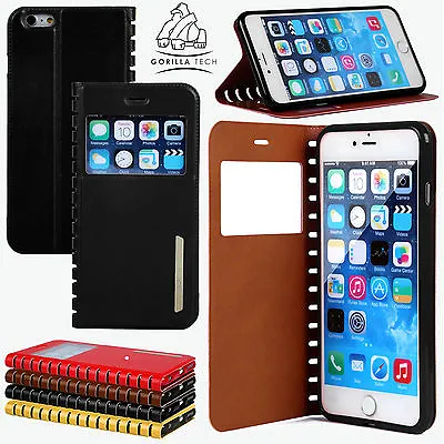 Stylish Luxury Leather Flip Window Stand Case Top Quality Cover For Mobile Phone • £2.99