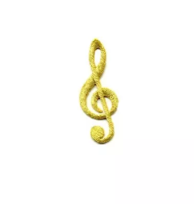 Music - Musical Note - Cleft Note - Band - DJ - Gold Embroidered Iron On Patch • $2.75