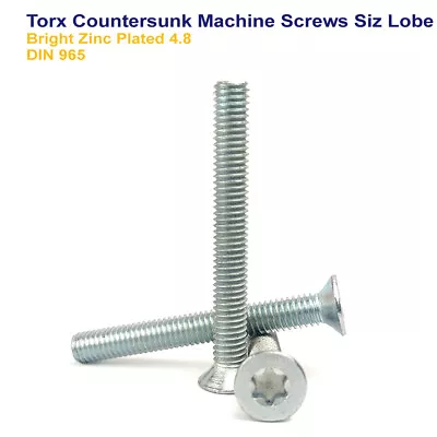 £19.49 • Buy M3 - 3mm TORX COUNTERSUNK MACHINE SCREWS SIX LOBE ZINC PLATED - DIN 965