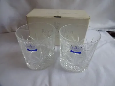 £18 • Buy Royal Doulton French Hand Cut Crystal Whisky Glasses X 2 Boxed
