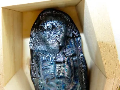 $53.99 • Buy Dichroic Glass Skeleton Wood Coffin Casket Sculpture Halloween Skull Prop Signed