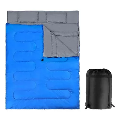 2 IN 1 Double Sleeping Bag Extra Large Waterproof Carrying Bag Camping 220X150CM • £39.95