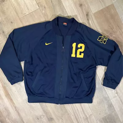 Vintage Nike Team Sports Michigan Wolverines Track Jacket Jersey No. 12 Mens XXL • $79.99