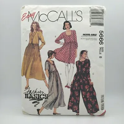 Easy McCall's 5666 Misses' Dress Jumpsuit 2 Lengths Sewing Pattern Size 8 Cut • $7.99