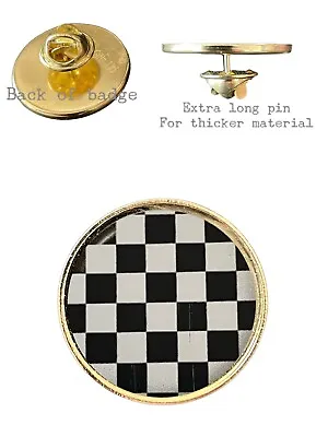 Motorsport Checkered Flag (A) 26mm Metal Lapel Domed Pin Badge • £4.99