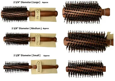 Wooden Classic Round Radial Hair Brush Boar Bristles Various Sizes • £6.97