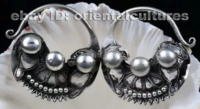 Tribal Exotic Chinese Handmade Miao Silver Earring • $45