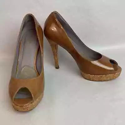 Cole Haan Mariela Peep Toe Cork Heel 9.5 Night Out Party Pump D3745 • $25